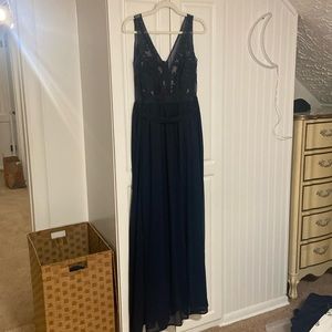 Navy Blue Long Prom Dress
